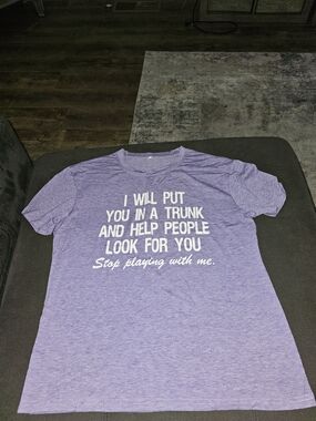Graphic Tee with Bold White Slogan - Purple